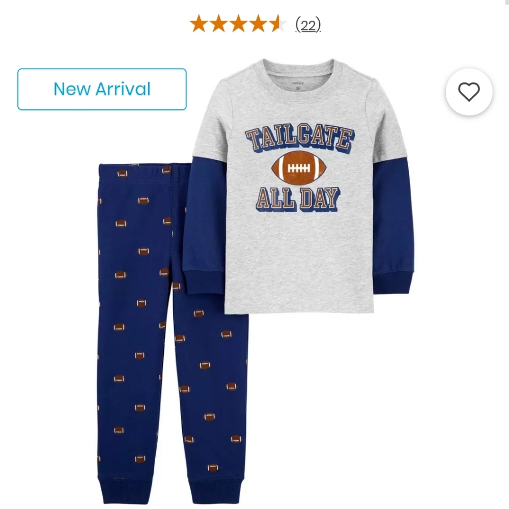 NWT Carter's 2T Football Outfit